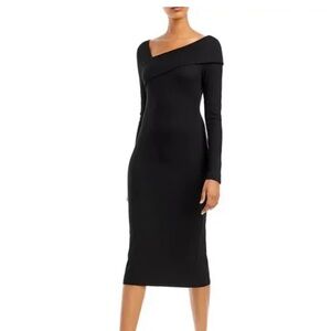 AQUA Asymmetrical Neck Dress XS